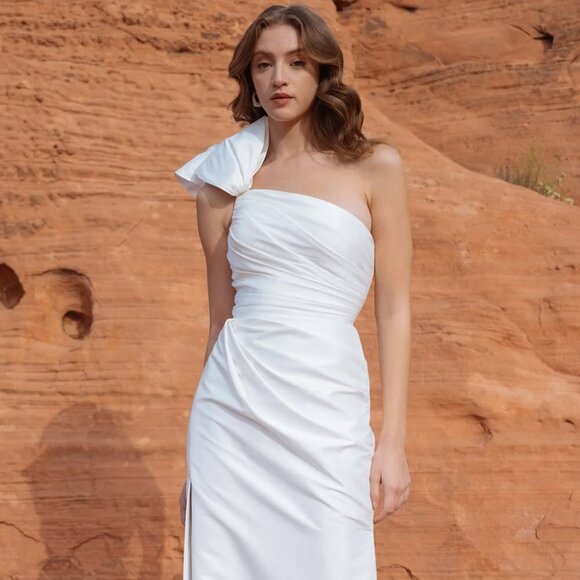 Jenny Yoo Isla Gown with Overskirt Size 10 NEW Taffeta - Picture 5 of 16